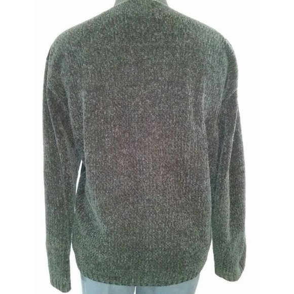 Black velour jacket sweater Medium EXPRESS TRICOT long sleeve button cardigan - Picture 6 of 9